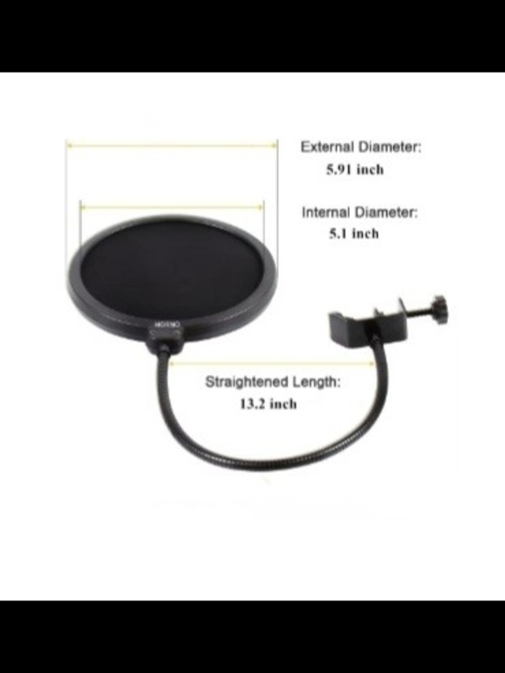 Adjustable Round Microphone Pop Filter - Black